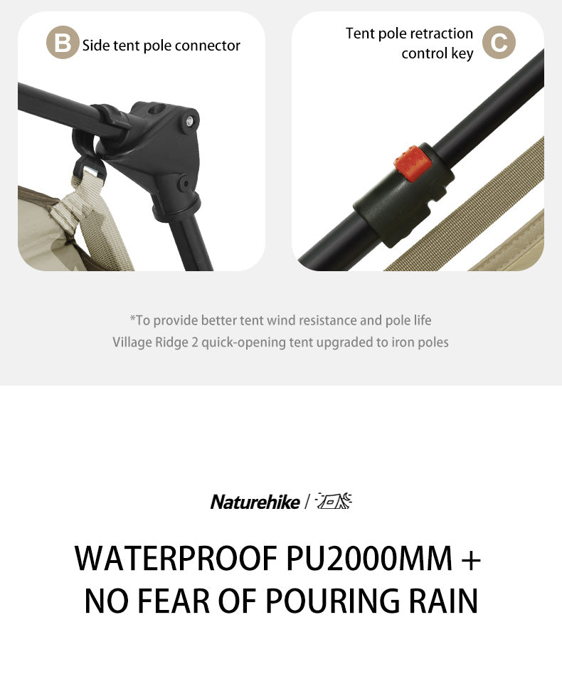 【Featured】鄉村風6.0 速開防水6人帳篷 (附帳篷柱)