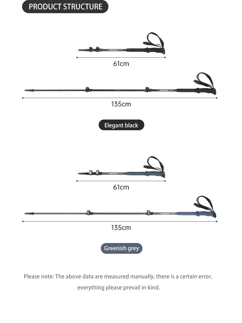 【新品訂購】ST07加長款輕量碳纖維五節行山杖｜NH18D010-Z