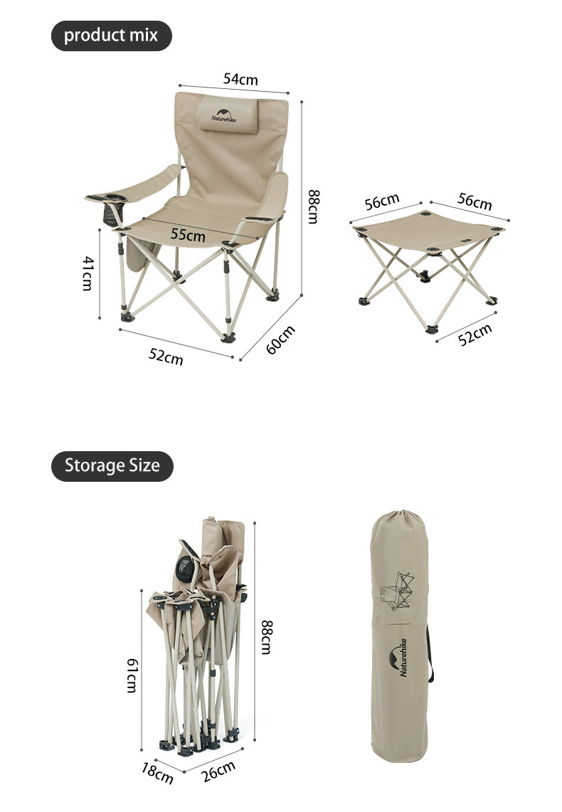 【Featured】組合式桌椅兩用摺疊長椅 - 黑色/米色