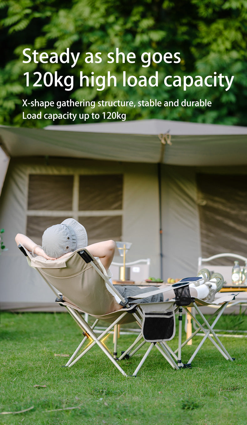 組合式桌椅兩用摺疊長椅 | 躺椅/邊桌/椅子多用途 | 加寬 120KG 碳鋼椅 CNK2350JJ011