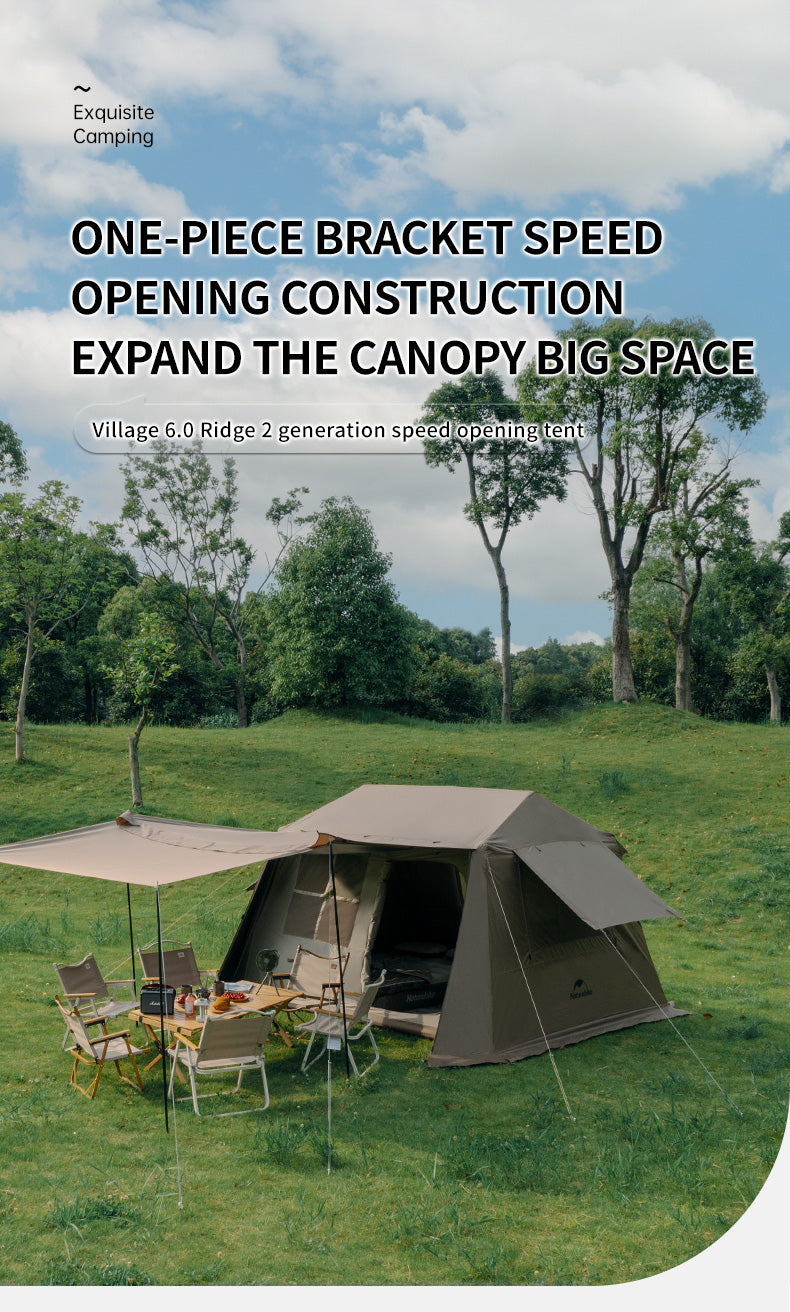 【Featured】鄉村風6.0 速開防水6人帳篷 (附帳篷柱)