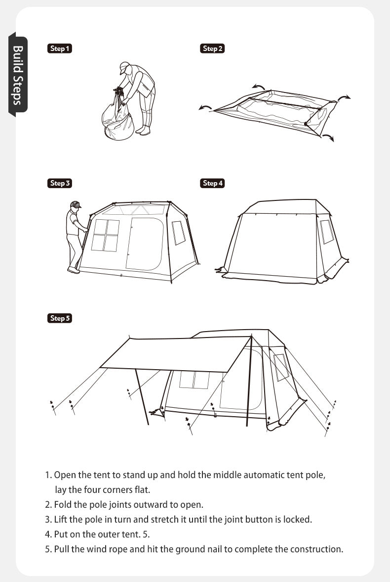 【Featured】鄉村風6.0 速開防水6人帳篷 (附帳篷柱)