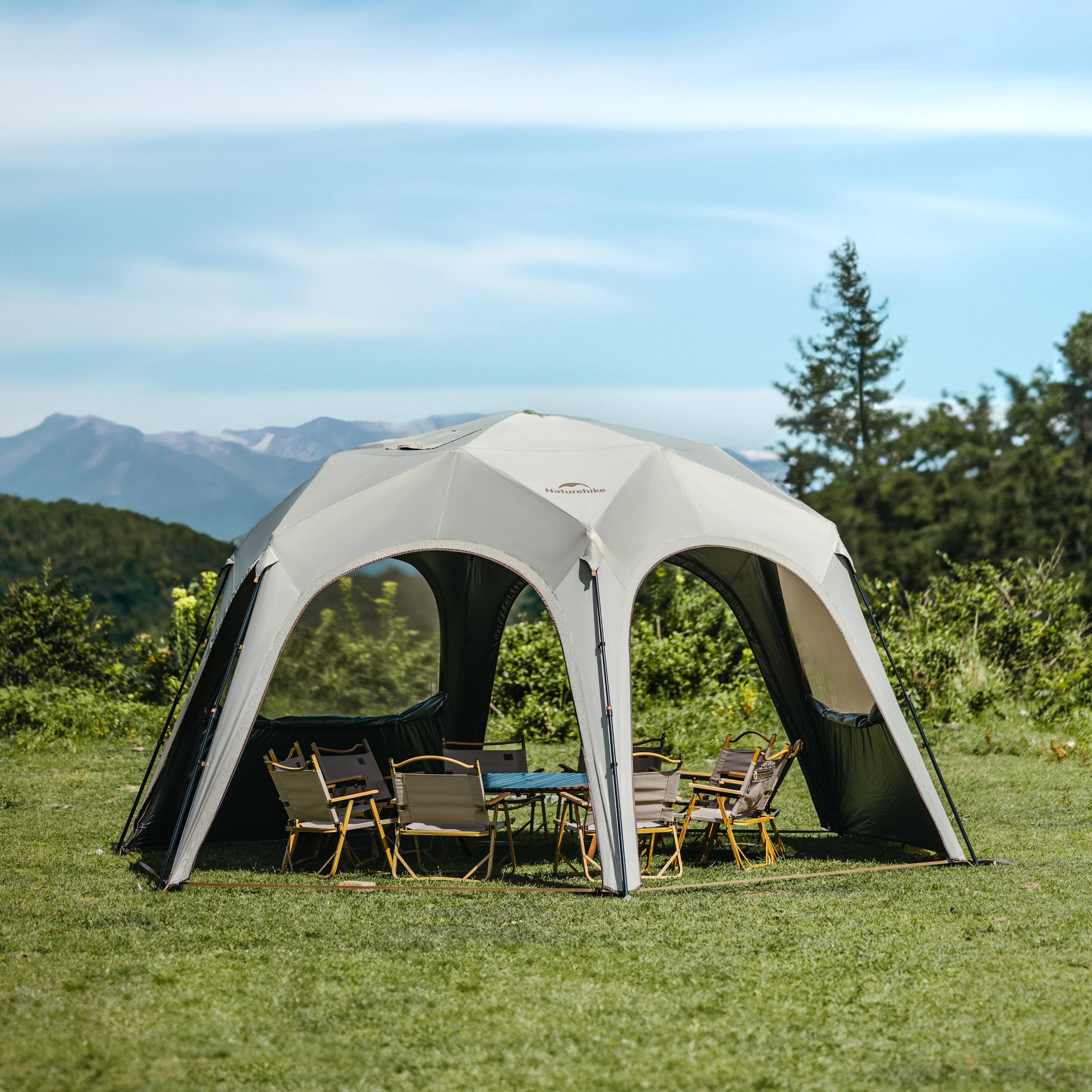 tarp pavillon Naturehike YunJie Self-Supporting Quick-Open Tarp | 150D Titanium Black UPF50 | Nail-Free Self-Standing | Camping Living Room Tent