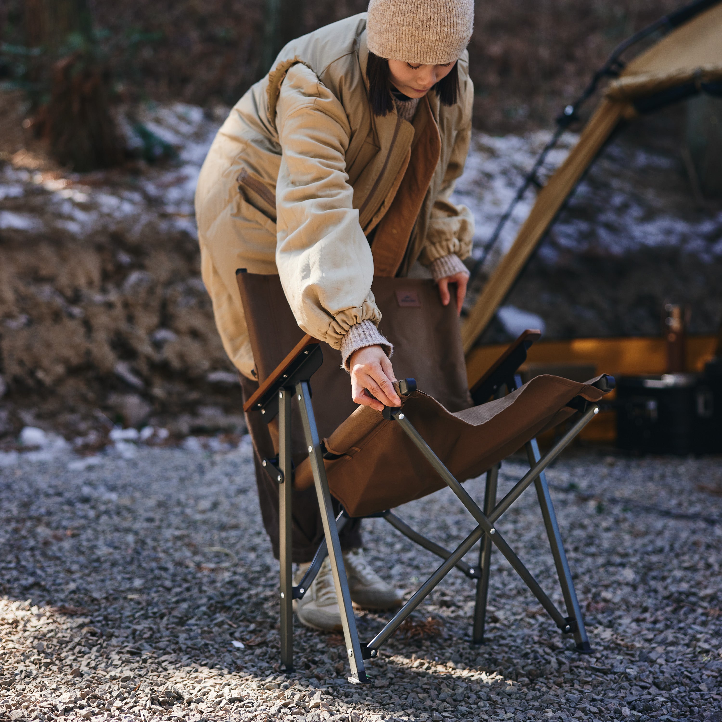 【新品訂購】暮望L04速開折疊椅 | 輕量化克米特椅 | 櫸木扶手露營椅 CNK2300JJ018