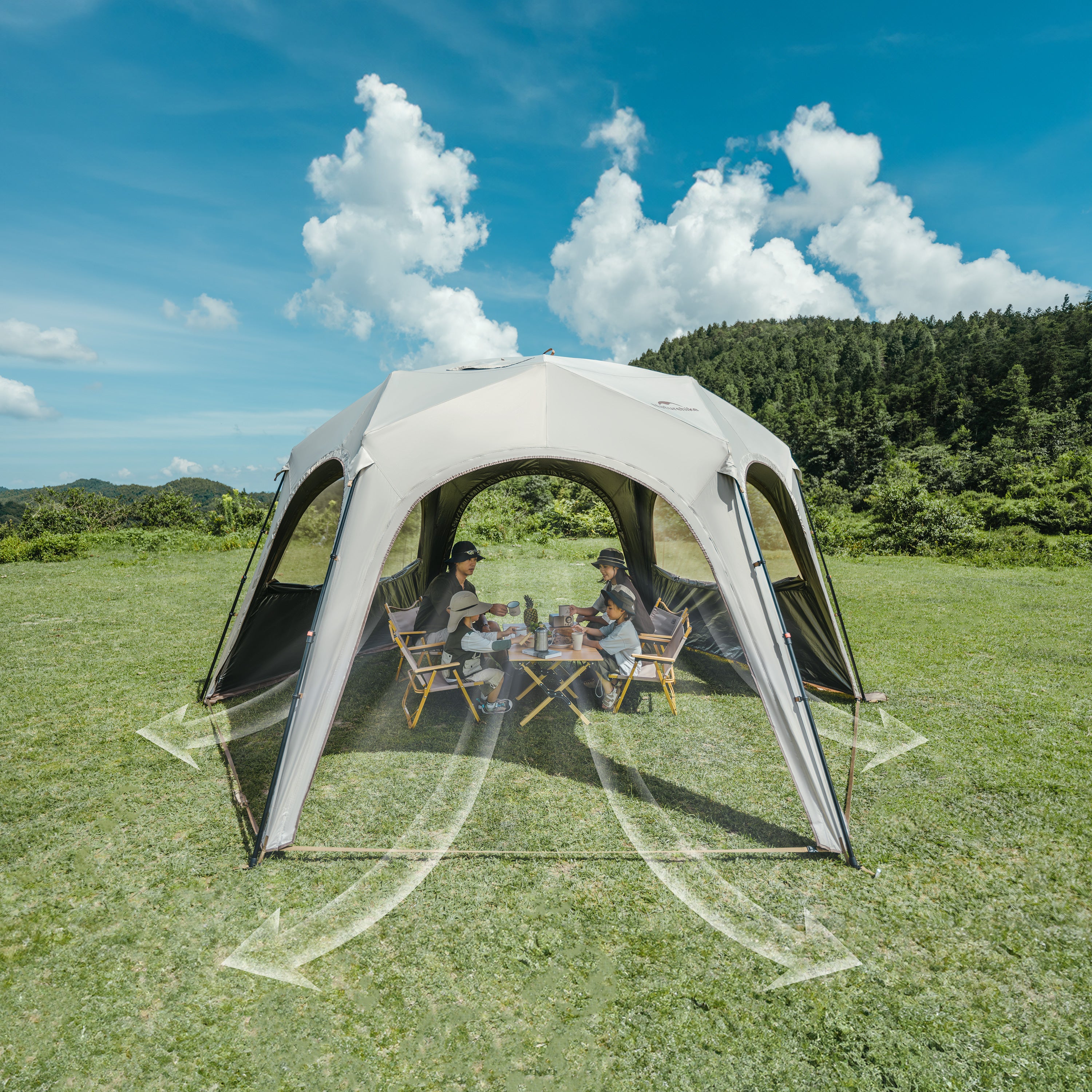 self opening tent Naturehike YunJie Self-Supporting Quick-Open Tarp | 150D Titanium Black UPF50 | Nail-Free Self-Standing | Camping Living Room Tent