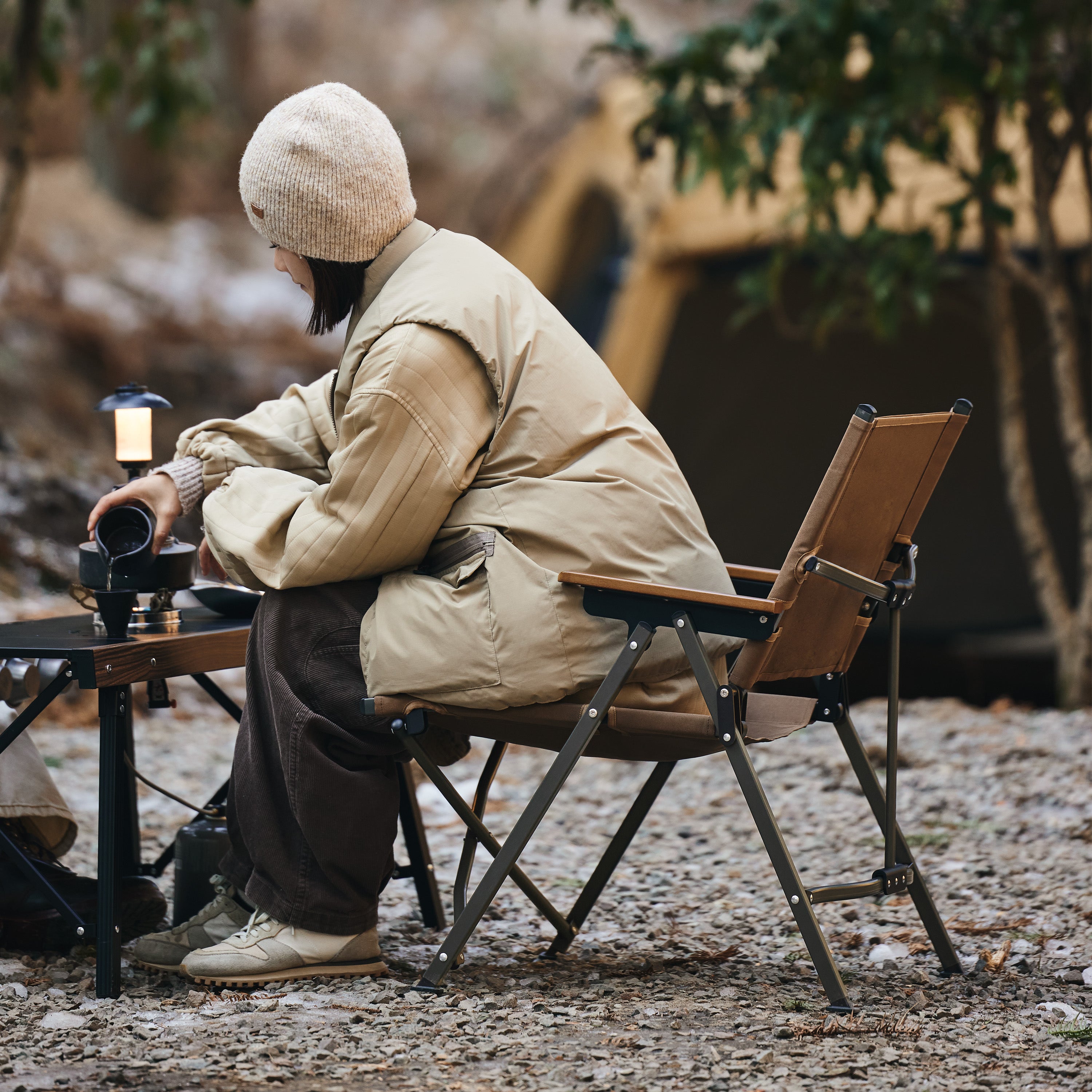 【新品訂購】暮望L04速開折疊椅 | 輕量化克米特椅 | 櫸木扶手露營椅 CNK2300JJ018