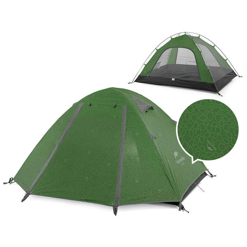 PSER 2022 210T面料鋁桿四人帳篷 - 藍色/綠色