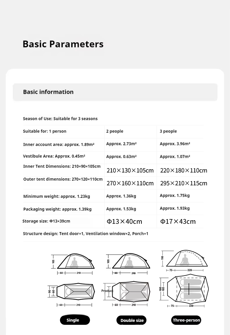 【Pre-order】Cloud Up Pro 1-3 Person Upgraded Version | Lightweight Mountaineering Tent | 3000mm+ Waterproof CNK2350WS020