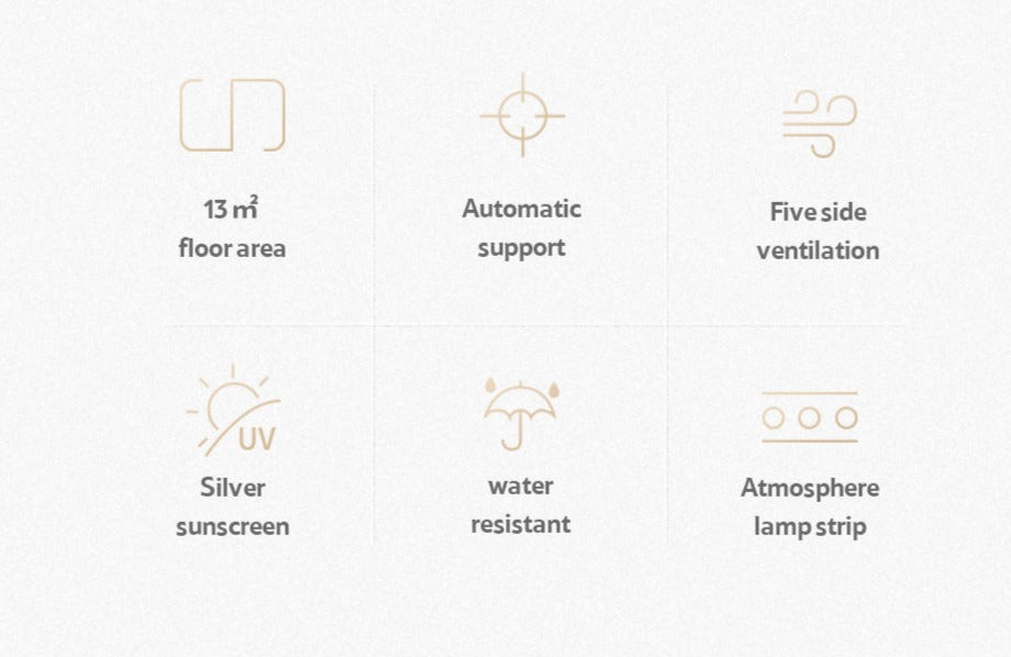 【Featured】鄉村風13.0 兩房一廳6-8人自動帳篷 (附帳篷柱)