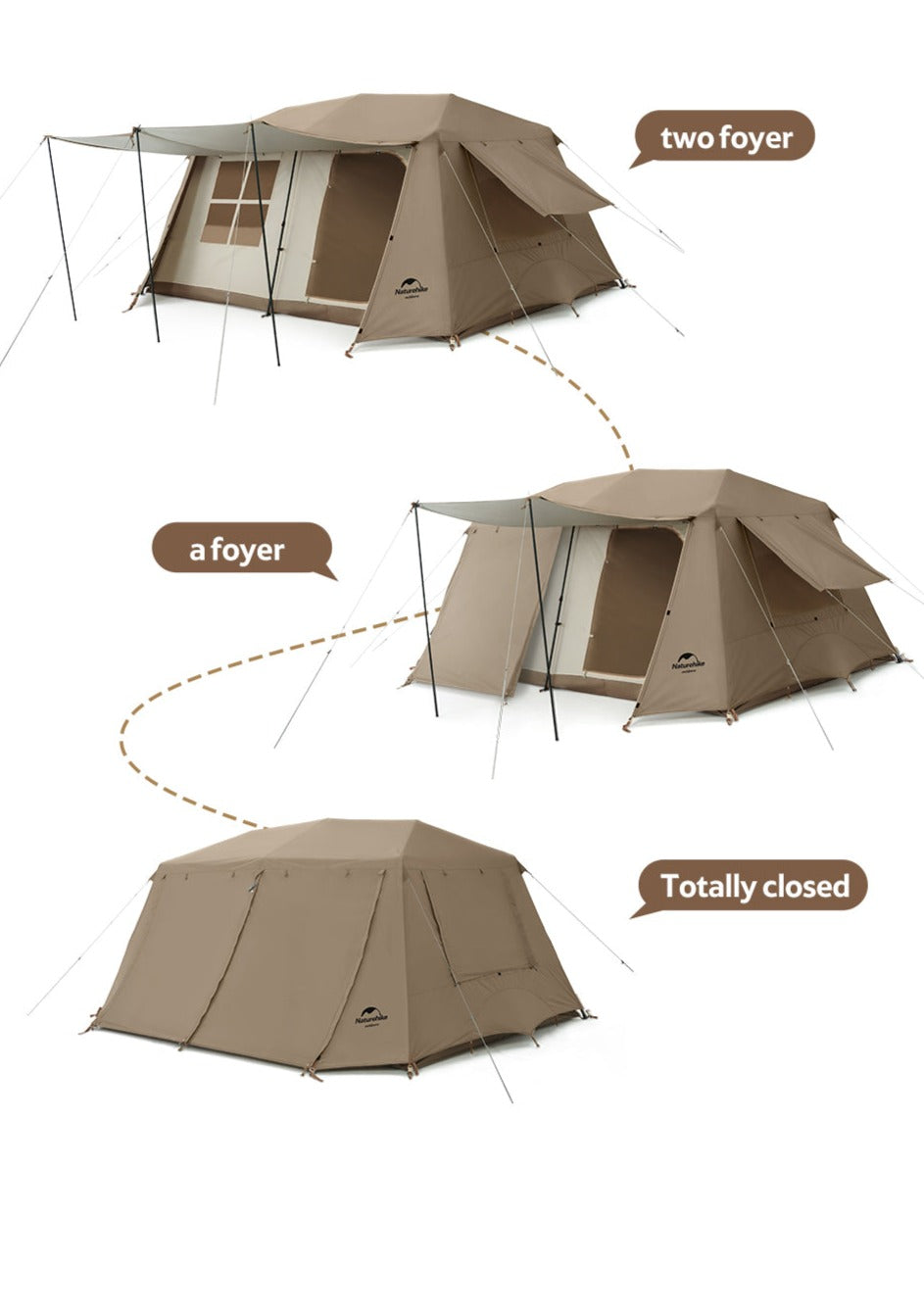 【Featured】鄉村風13.0 兩房一廳6-8人自動帳篷 (附帳篷柱)