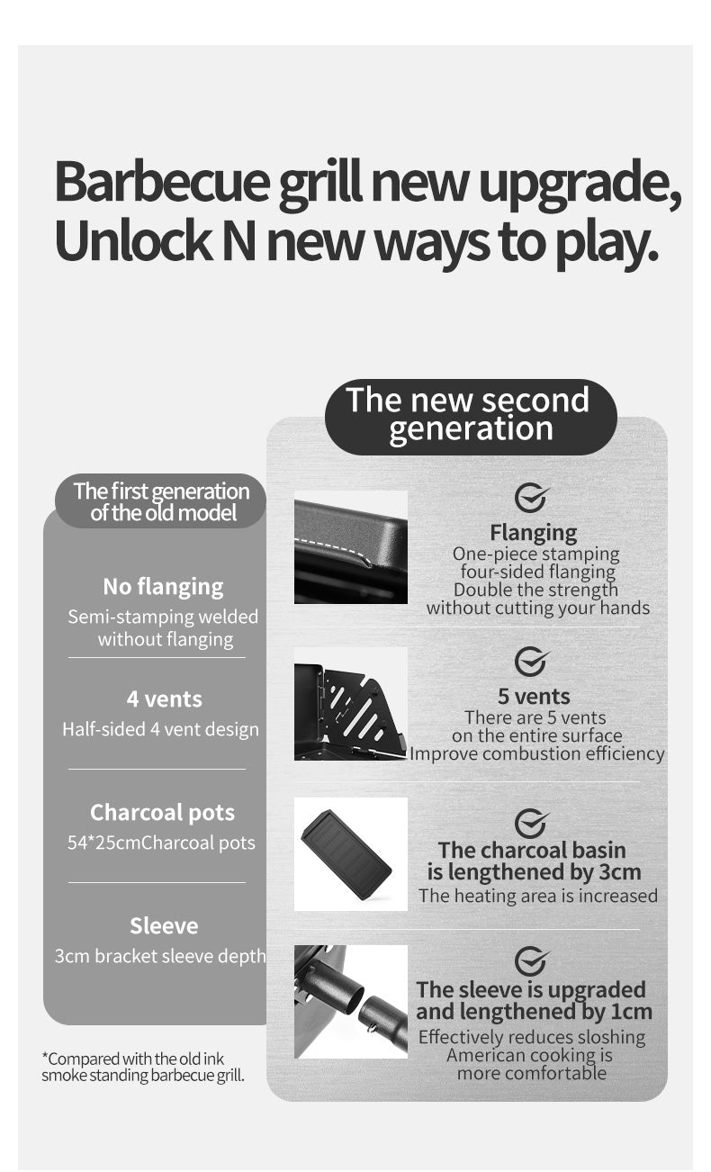 【新品訂購】墨煙可摺疊立式燒烤架多功能折疊｜露營燒烤桌CNK2300015