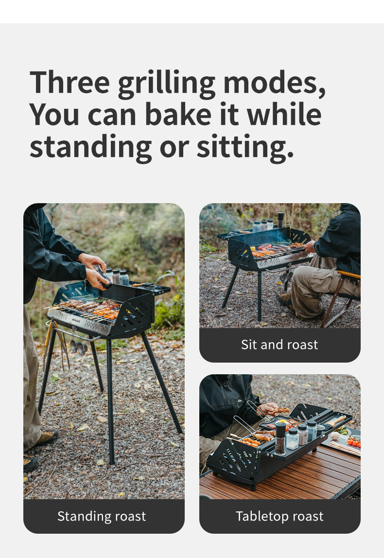 【新品訂購】墨煙可摺疊立式燒烤架多功能折疊｜露營燒烤桌CNK2300015