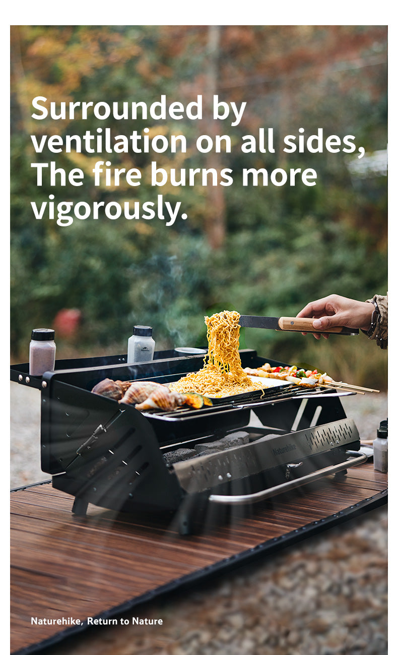 【新品訂購】墨煙可摺疊立式燒烤架多功能折疊｜露營燒烤桌CNK2300015