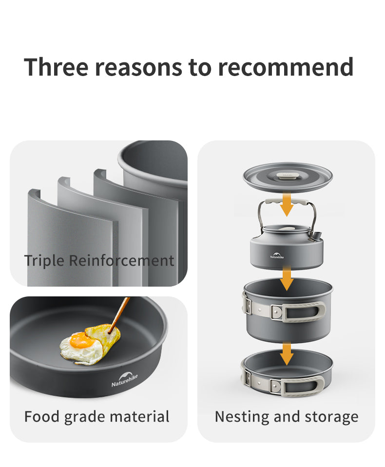 【新品訂購】鋁合金露營廚具套鍋 ｜野外煎煮套裝｜CNK2450CF010