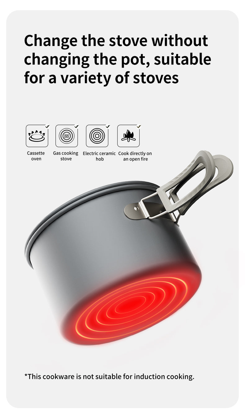 【新品訂購】鋁合金露營廚具套鍋 ｜野外煎煮套裝｜CNK2450CF010