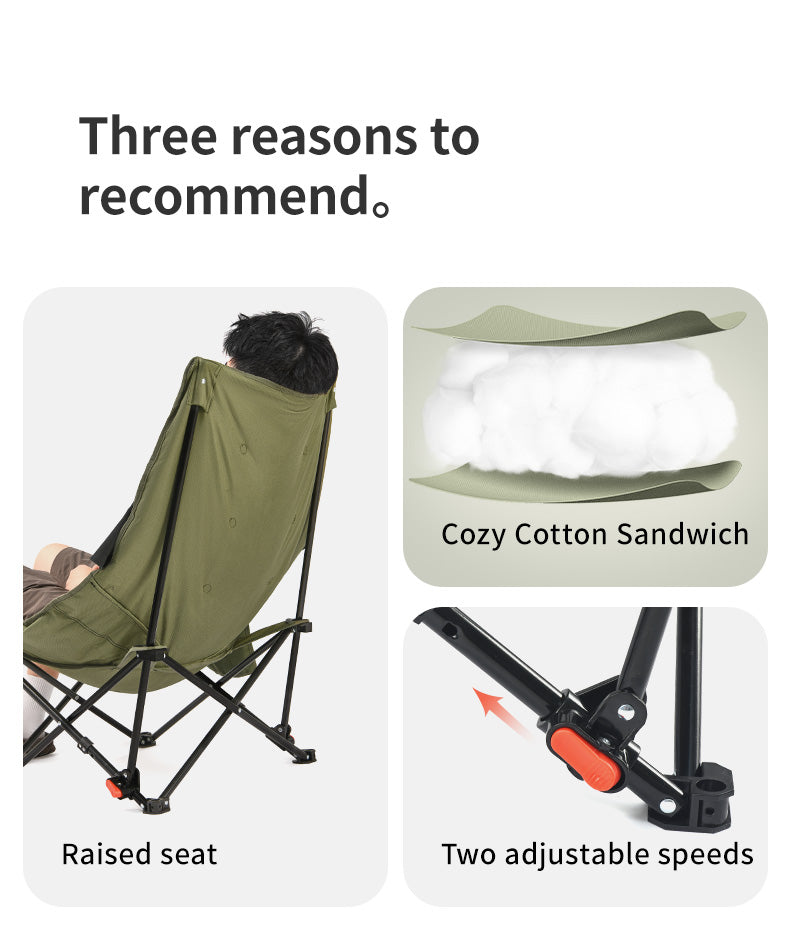【新品訂購】海星充棉秋冬月亮椅 | 舒適高背保暖露營椅 | 側邊收納袋 CNK2450JJ020