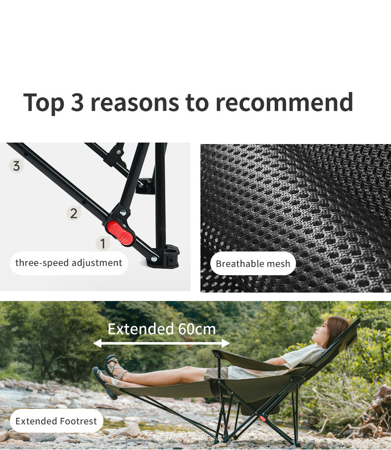 【新品訂購】T05 可躺椅附網狀頭枕腳墊 ｜戶外露營休閒椅 ｜CNK2550JJ023