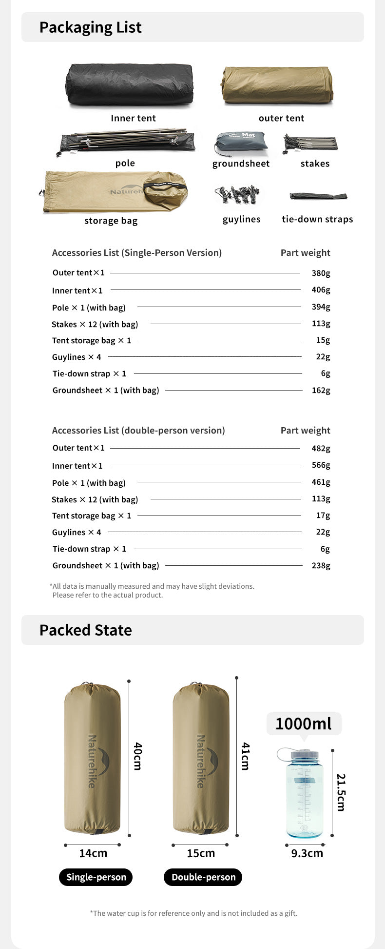 【新品訂購】自然雲up系列帳篷｜UL雙層2人露營帳篷便攜式超輕露營帳篷｜CNK2550WS016