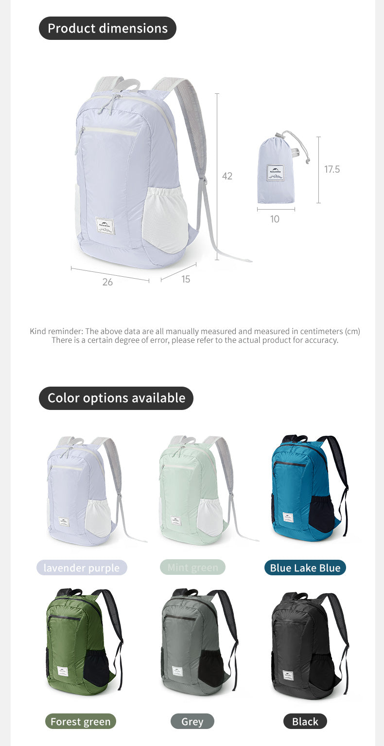 【新品訂購】雲雁輕量摺疊防水背囊 | 多色多碼 | NH17A012-B