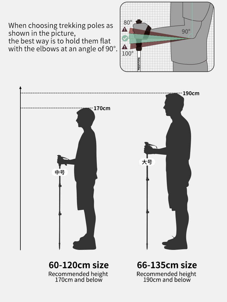 【新品訂購】ST06長手把碳纖維鋁合金三節外鎖行山杖 ｜NH17D006-D
