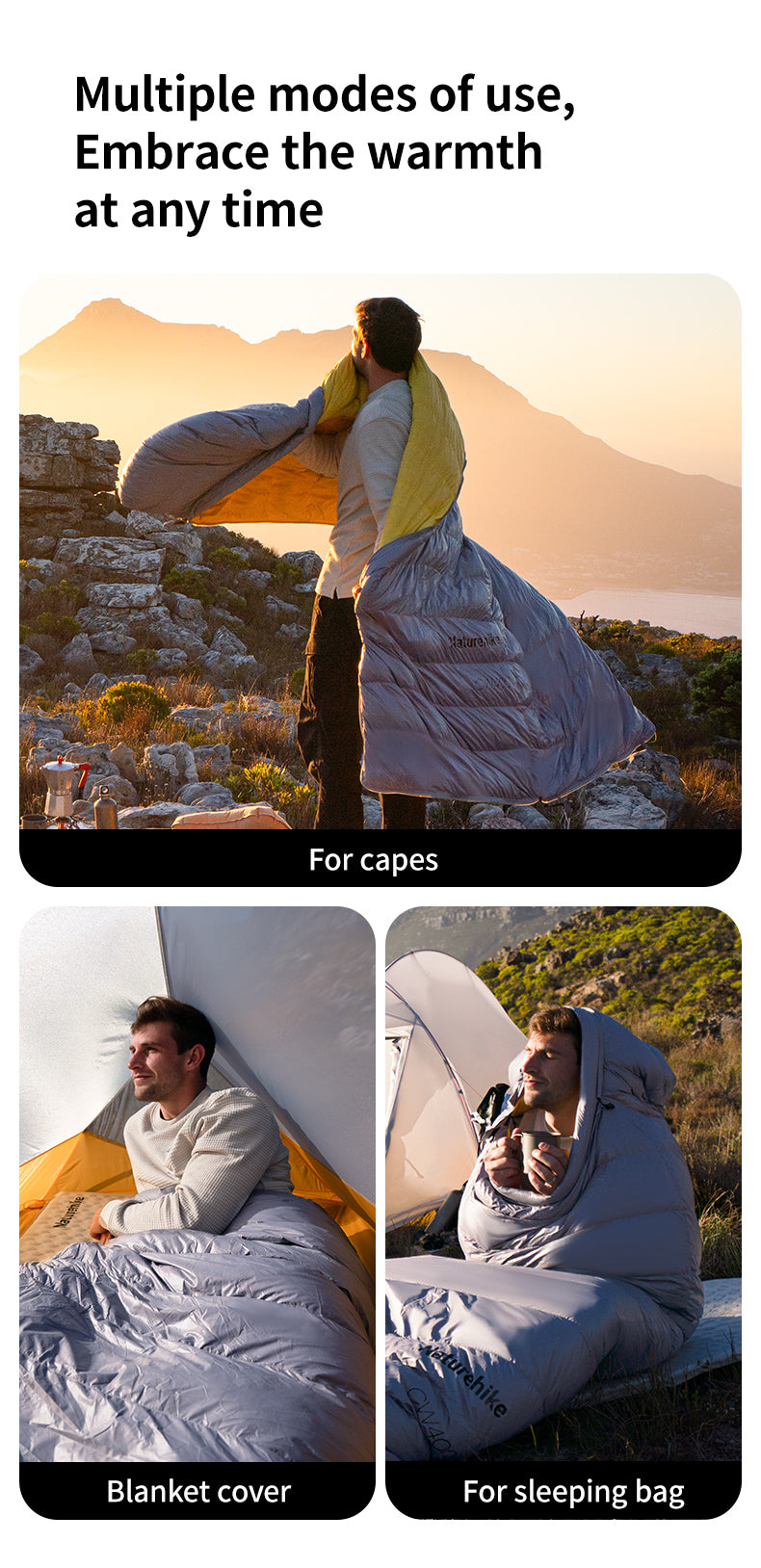 【新品訂購】輕量化 方形 羽絨被 睡袋 M/L 碼 ｜CW400 露營 保暖 信封式｜NH18C400-D