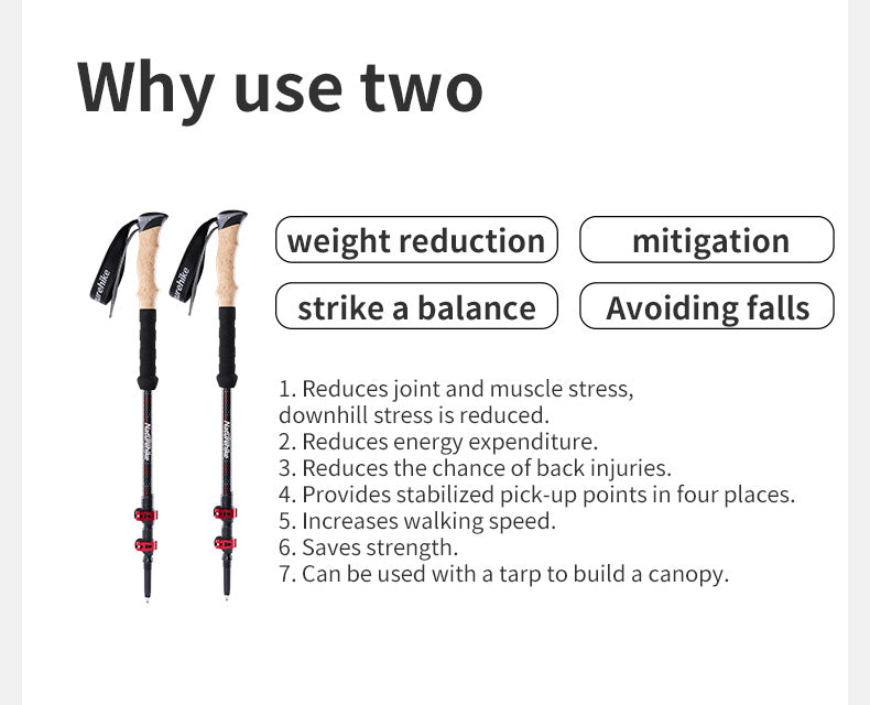 【新品訂購】碳纖維三節摺疊登山杖 ｜NH20DS003