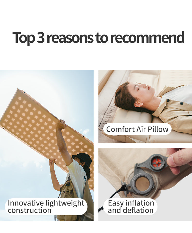 自動充氣露營床墊 | 內附枕頭 | 多碼多色選擇 CNK2550WS025