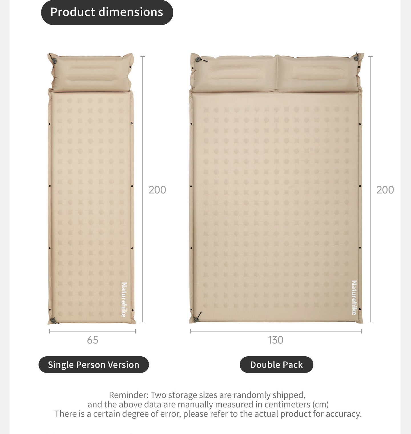 自動充氣露營床墊 | 內附枕頭 | 多碼多色選擇 CNK2550WS025