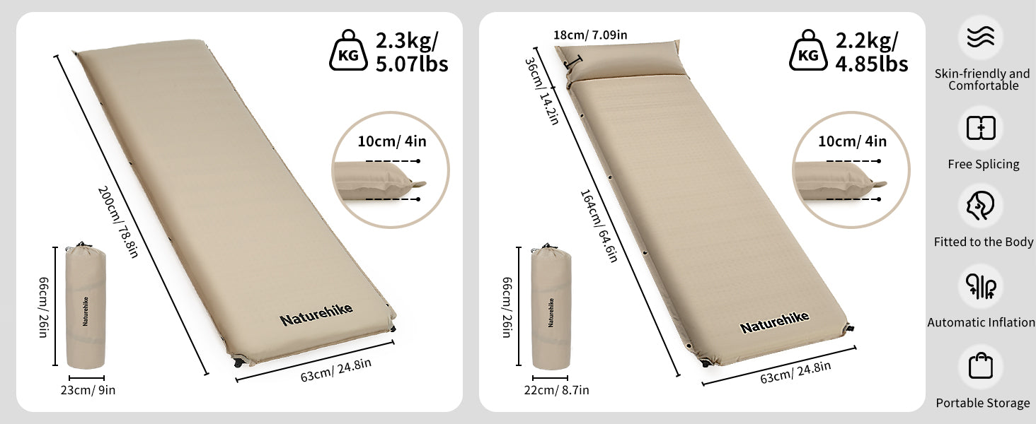 Naturehike D04 加厚自充氣睡墊-CNK2450WS020