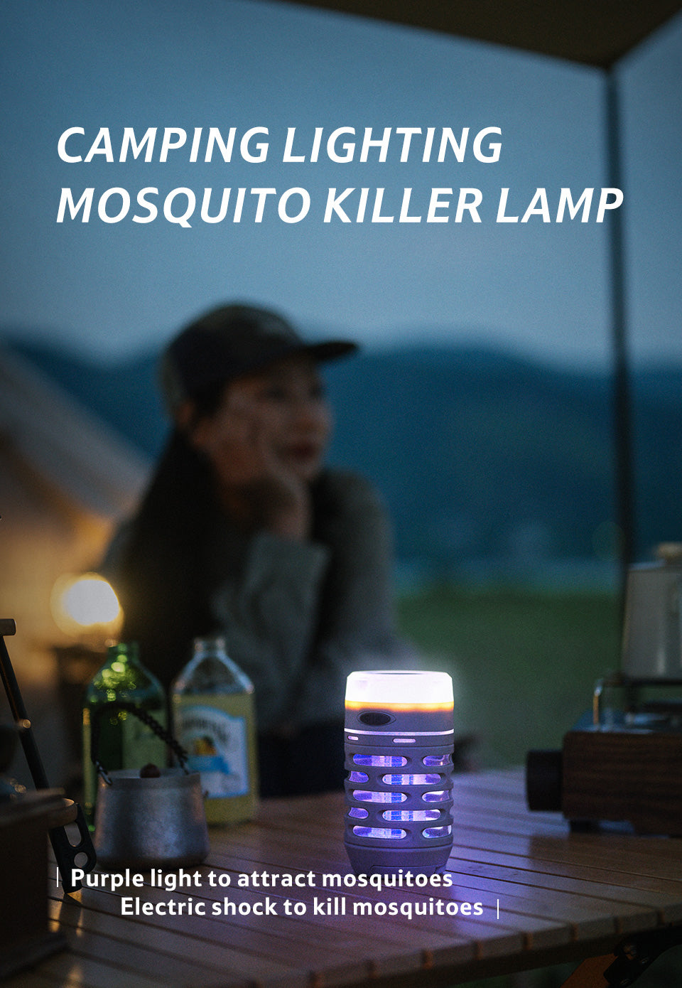 USB戶外三段燈模式滅蚊燈 - 綠色/卡奇色