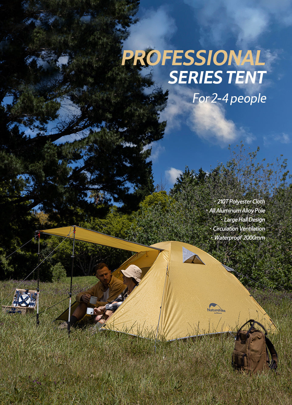 P Series P2 雙人帳篷 | 輕量2.1kg 鋁桿 | 露營裝備 NH18Z022-P