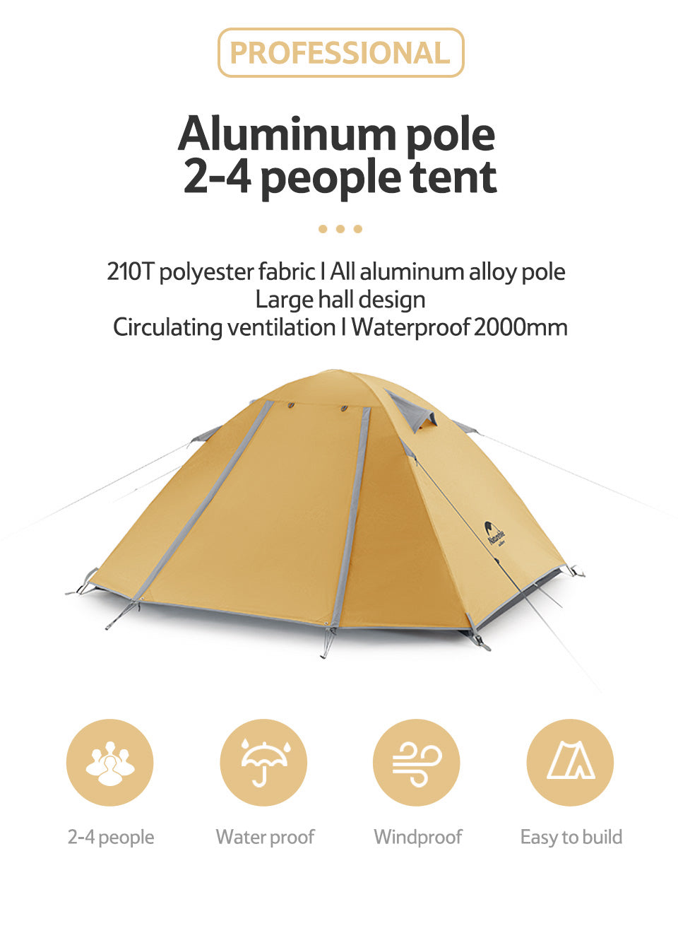Pser 2022 210T面料鋁桿雙人帳篷 - 藍色/綠色