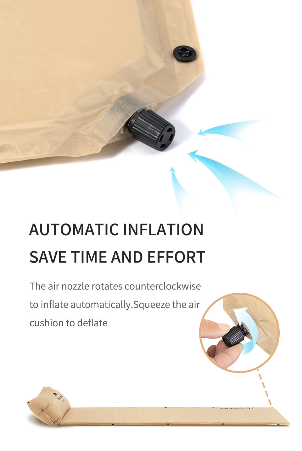 Q002露營自動充氣床墊(連枕頭) - 藍色