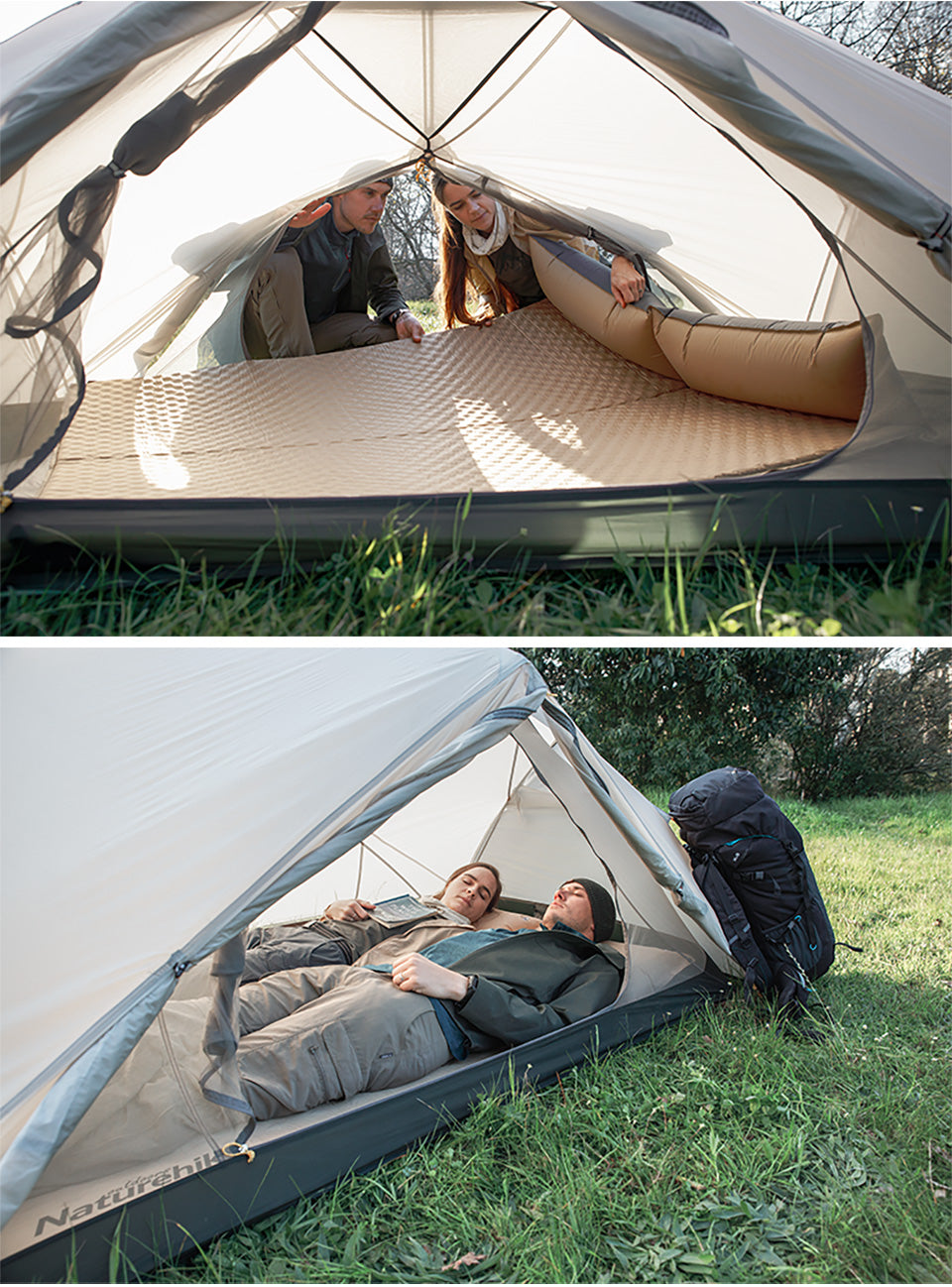 Q002露營自動充氣床墊(連枕頭) - 藍色