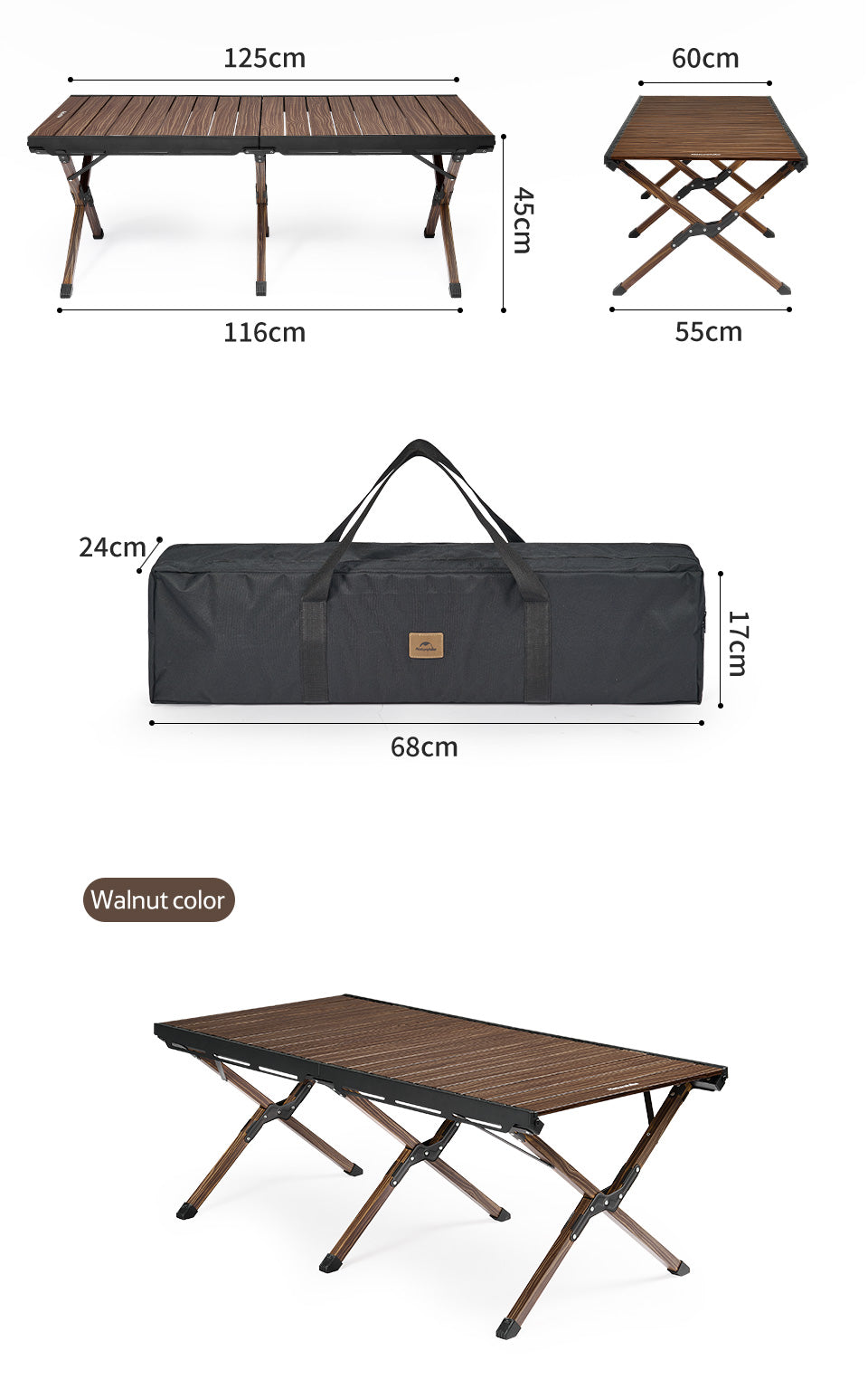 【新品訂購】鋁合金折疊蛋捲桌 | 125x60cm 大尺寸露營桌 | 50kg 承重 CNH22JU043