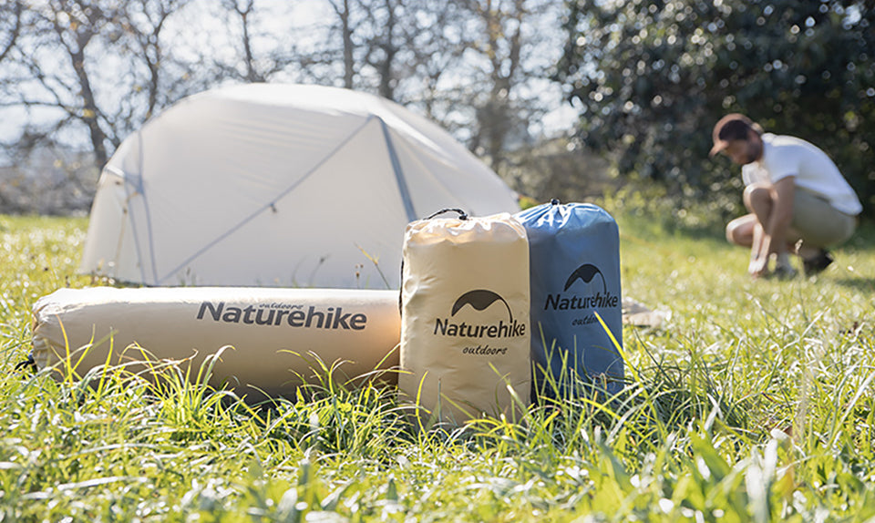 Q002露營自動充氣床墊(連枕頭) - 藍色