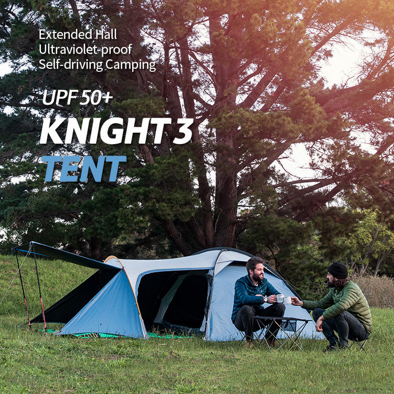 【Featured】Knight 190T UPF50+ 防紫外光3人帳篷 - 灰色