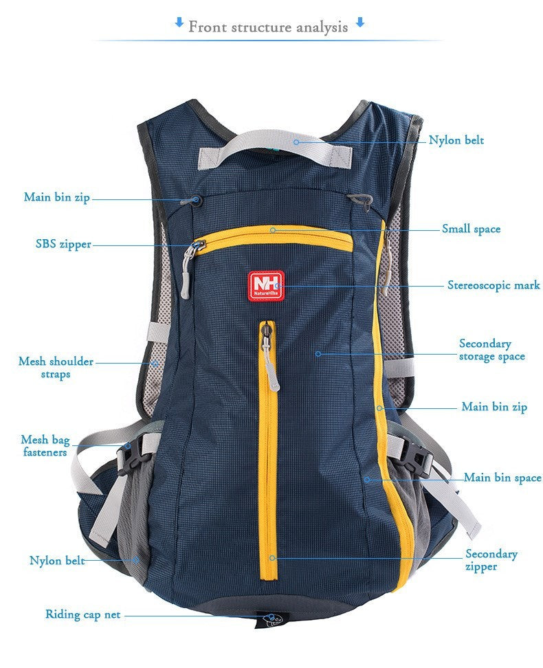 15L戶外運動防水多功能背囊 - 黑色/藍色