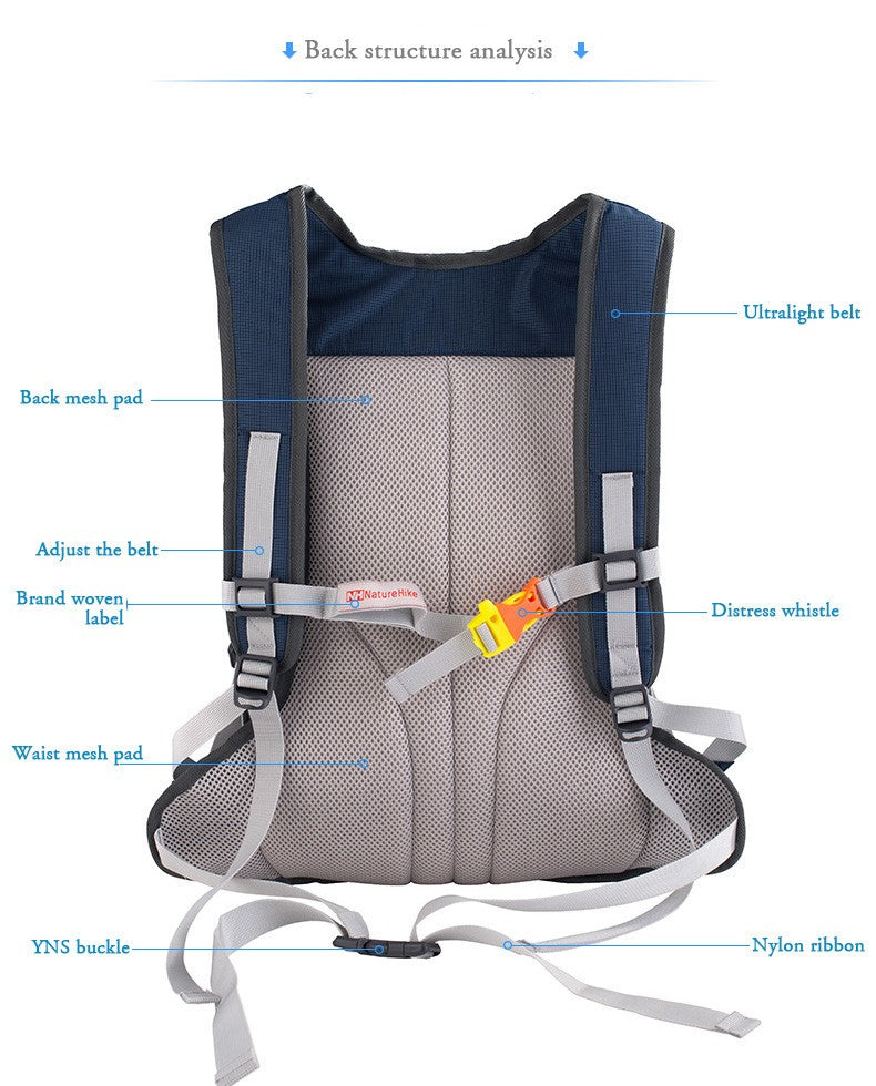 15L戶外運動防水多功能背囊 - 黑色/藍色