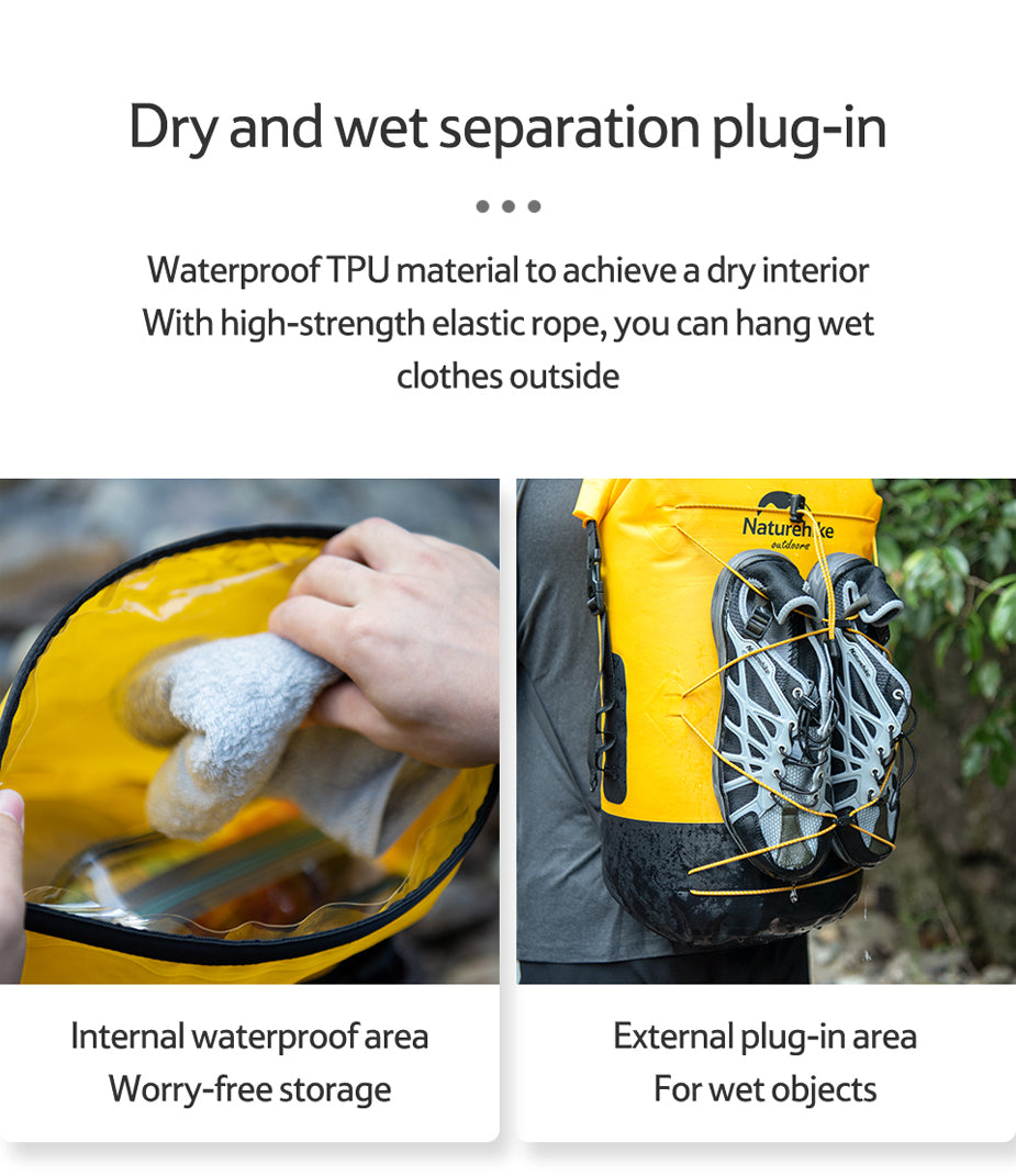 20-40L TB03戶外乾濕分隔防水背囊 - 黃色/卡奇色