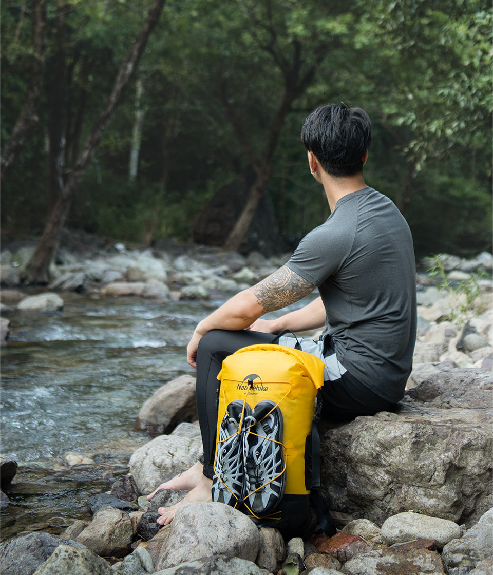 20-40L TB03戶外乾濕分隔防水背囊 - 黃色/卡奇色