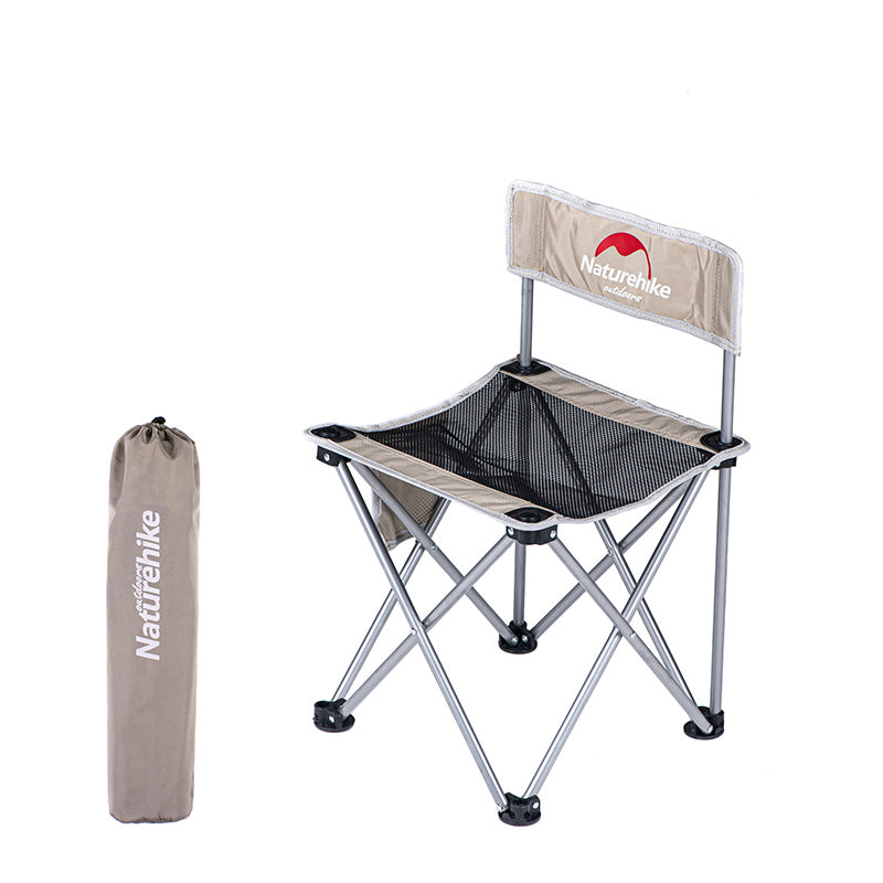 露營釣魚輕型折疊椅 - 卡其色/黑色