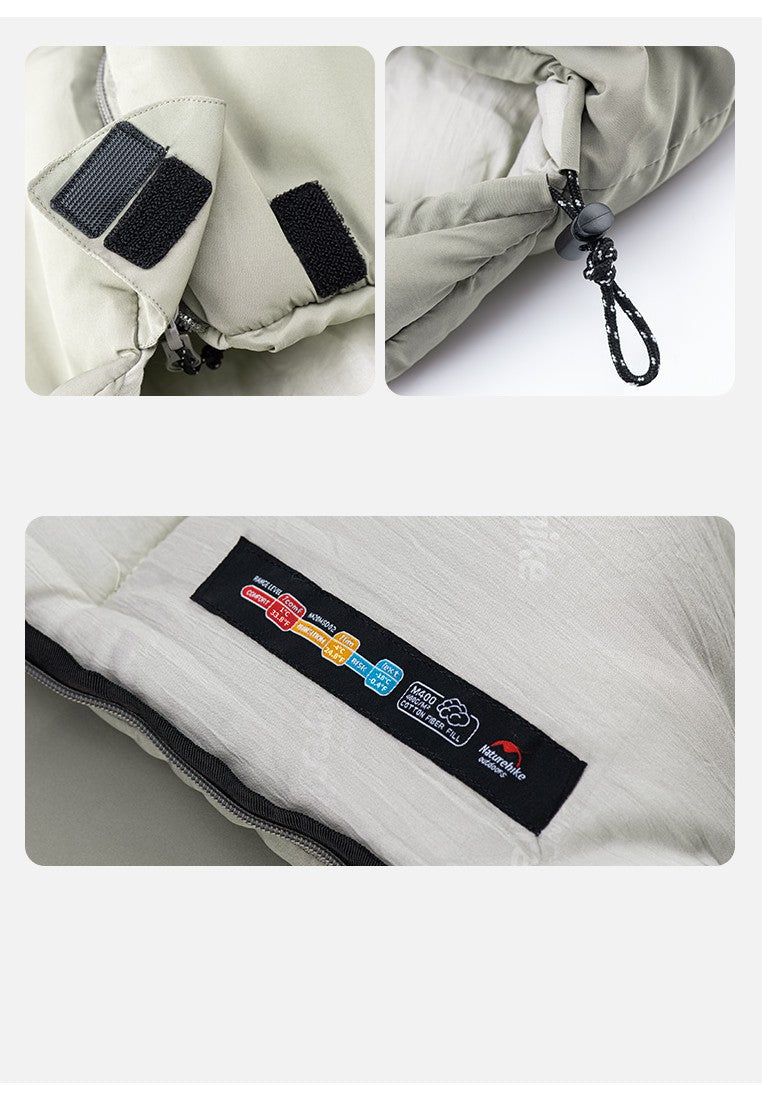 M300 Envelope式可水洗棉質睡袋(連頭笠) - 綠色/灰色