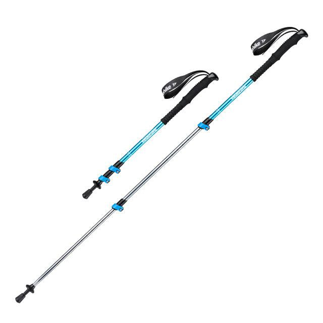 (62-135cm) ST01 鋁合金三節式外鎖行山杖(附杖尖保護套) - 藍色/黑色