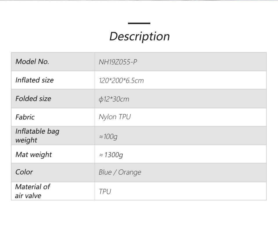 雙人輕盈TPU露營充氣床墊(連充氣袋) - 藍色