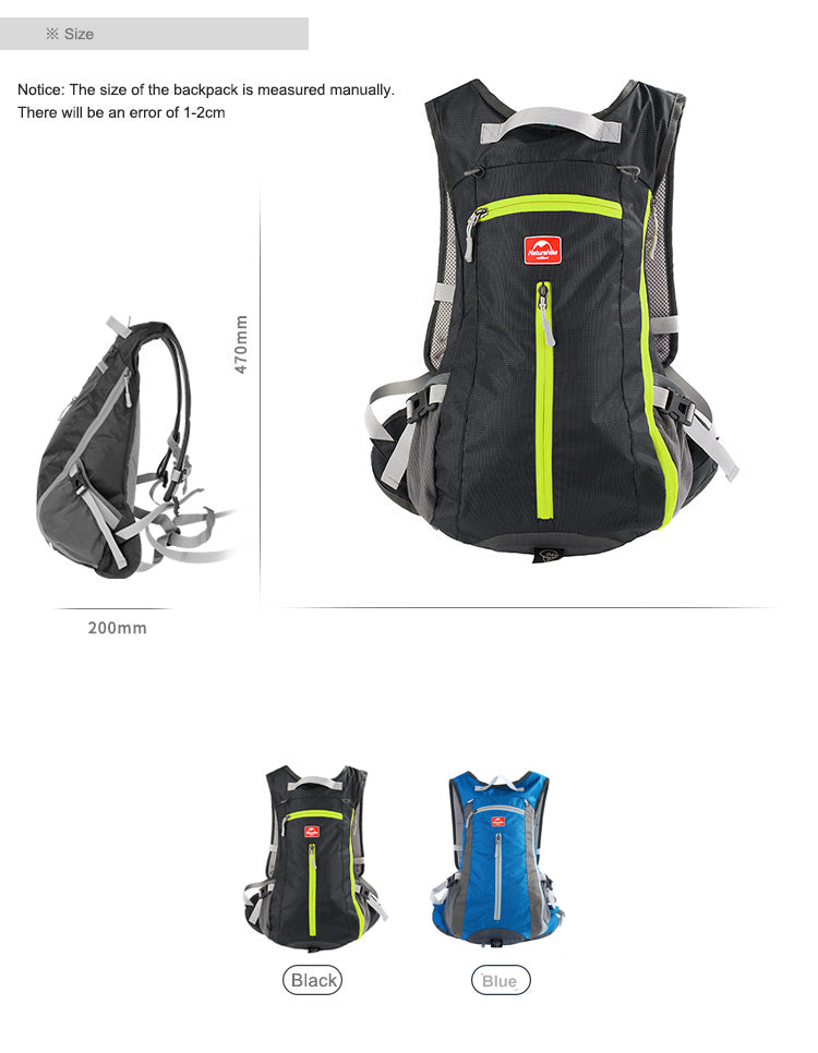 15L戶外運動防水多功能背囊 - 黑色/藍色