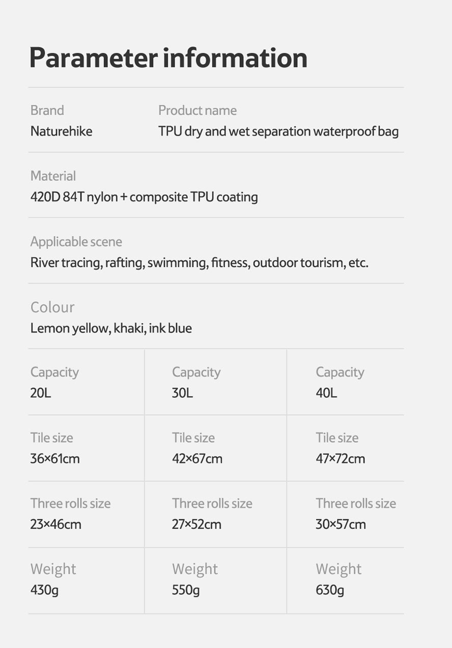 20-40L TB03戶外乾濕分隔防水背囊 - 黃色/卡奇色