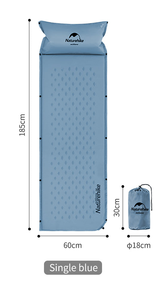 Q002露營自動充氣床墊(連枕頭) - 藍色