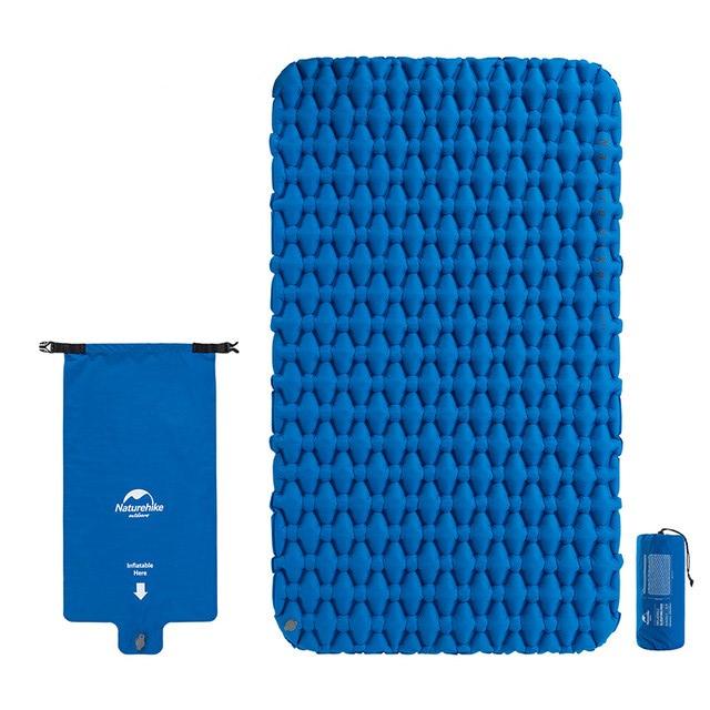 雙人輕盈TPU露營充氣床墊(連充氣袋) - 藍色